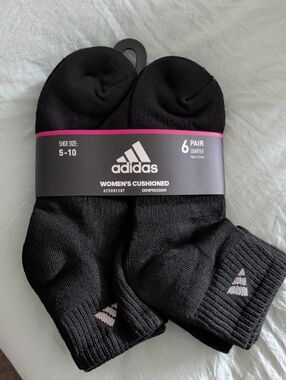 adidas Black Women's Cushioned Quarter Socks - 6 Pack